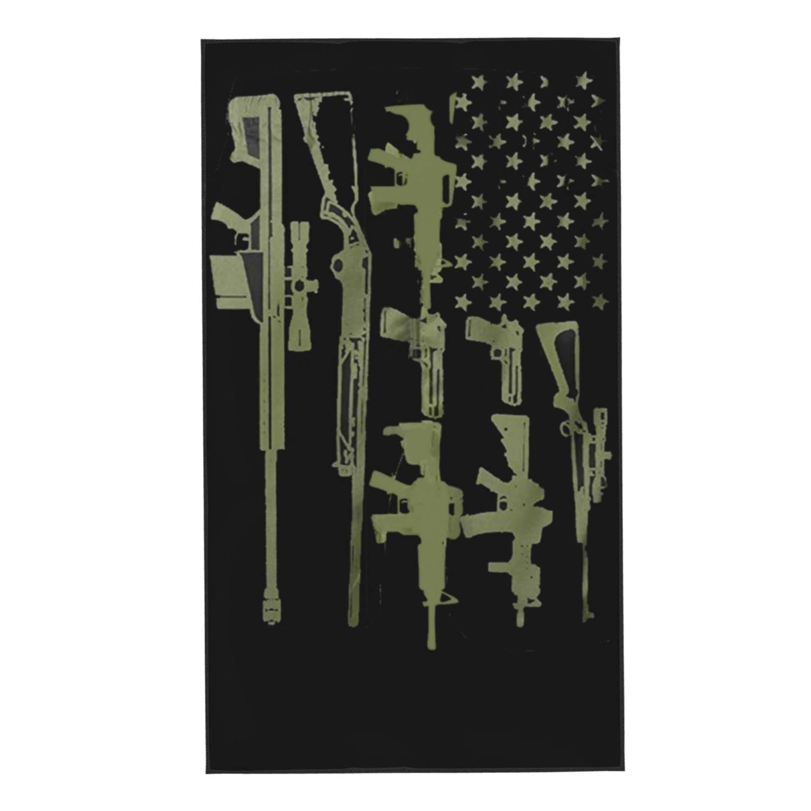 American Flag Gun Design Microfiber Towel - 16x27.5 Inch Quick Dry Sports Towel for Camping, Beach, Yoga, Gym & Travel | Patriotic Outdoor Accessories for Backpacking, Workouts & Pool Days