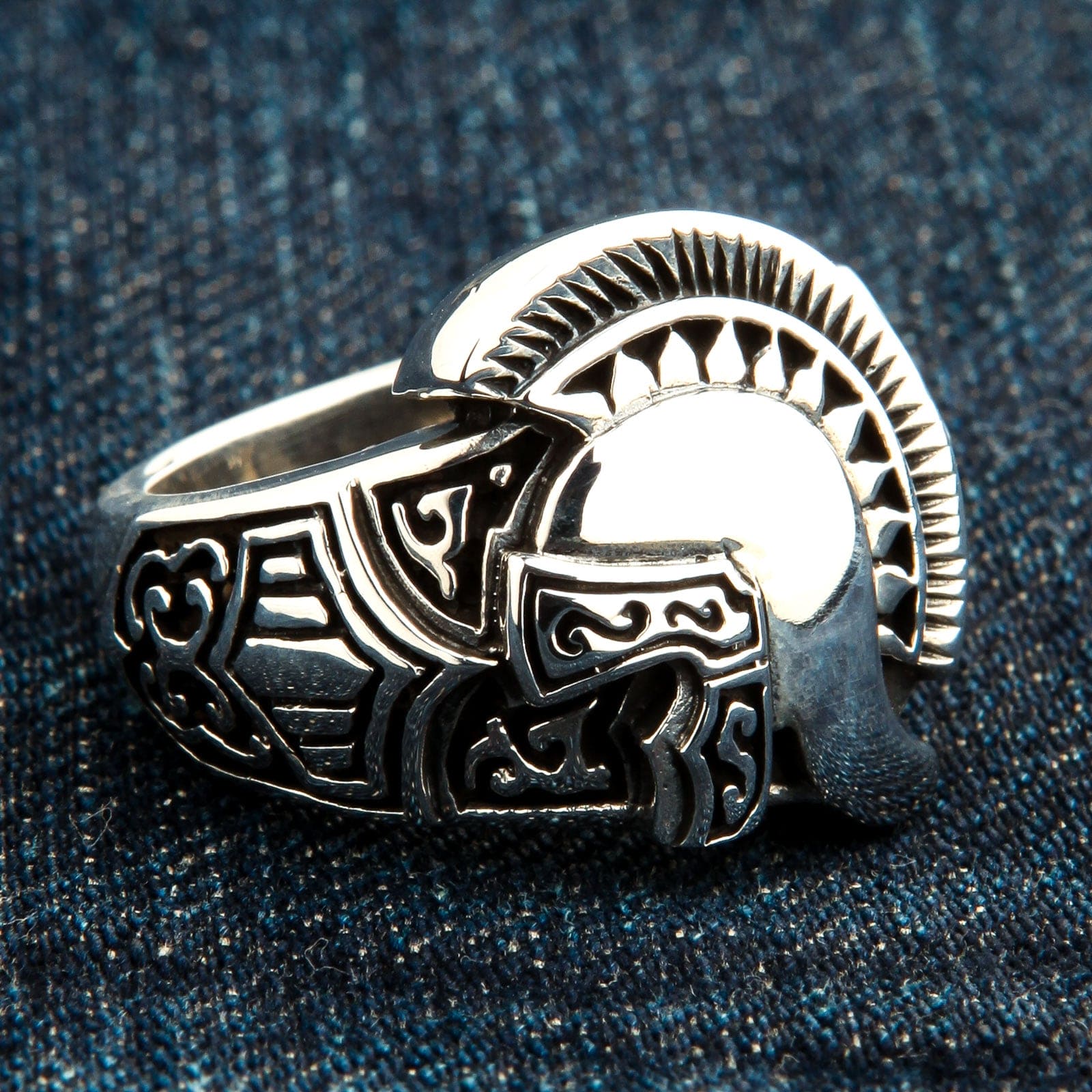 Roman Warrior Helmet Sterling Silver Ring - Medieval Knight Jewelry for Men - Perfect for Renaissance Fairs, LARP Costumes & Historical Reenactments