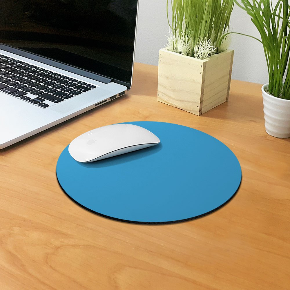 Non-Slip Round Mouse Pad - FINCIBO Solid Baby Blue Ergonomic Desk Mat for Home Office, Gaming & Workstation Use | Perfect for PC, Laptop & Computer Setup