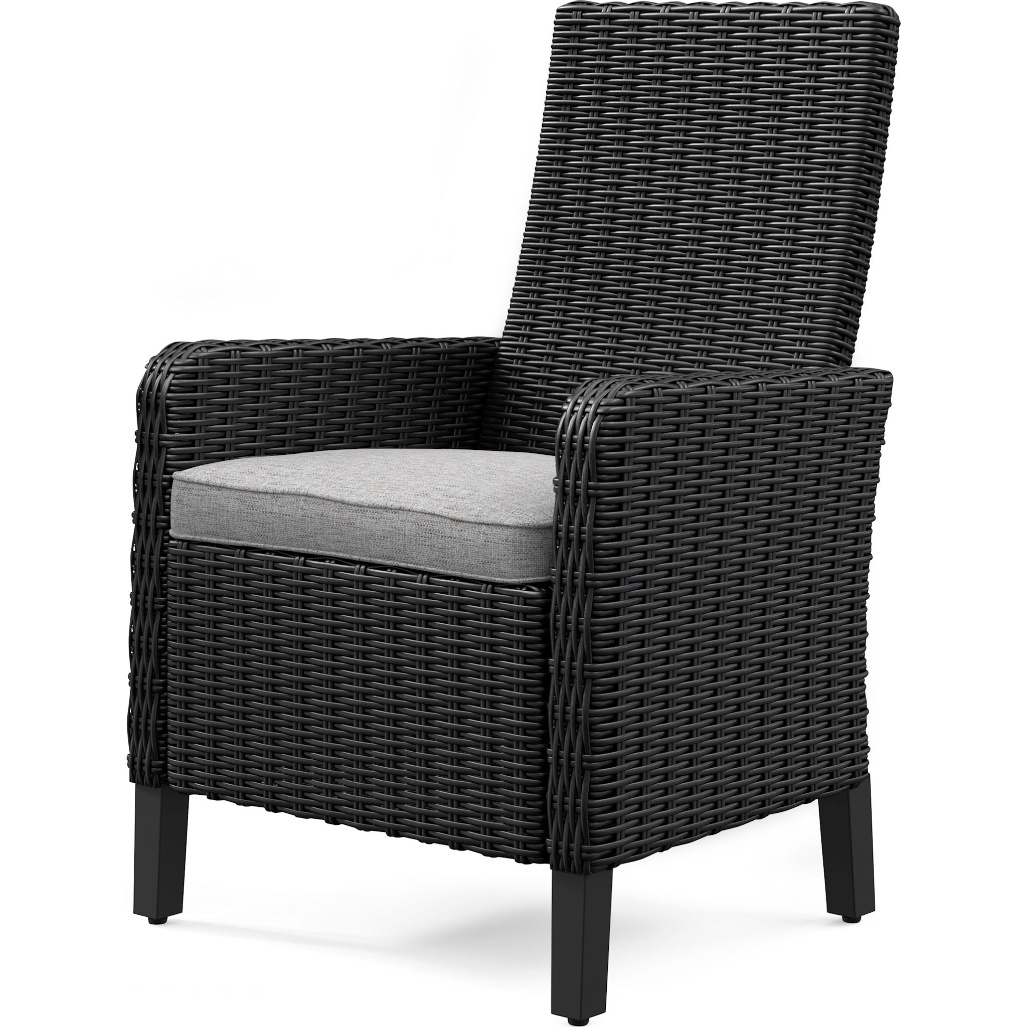 Beachcroft Outdoor Arm Chair with Cushion (Set of 2) - Waterproof Patio Furniture, Black/Light Gray - Perfect for Poolside, Garden, Deck & Backyard Relaxation