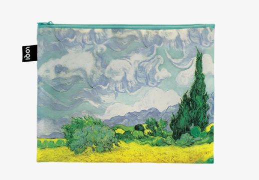 LOQI Zip Pocket Set - Vincent Van Gogh Inspired Reusable Shopping Bags for Groceries, Travel & Daily Use | Eco-Friendly Foldable Tote Bags with Zipper Pockets | Art Lovers Gift Idea