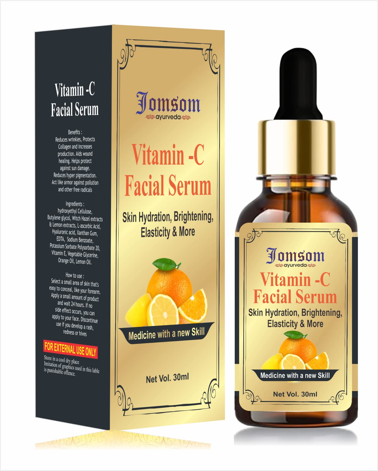 Ayurvedic Vitamin C Face Serum for Glowing Skin - 30ml | Antioxidant-Rich with Kakadu Plum Extract | Non-Greasy Formula | Brightening & Hydrating Facial Treatment for Day & Night Use