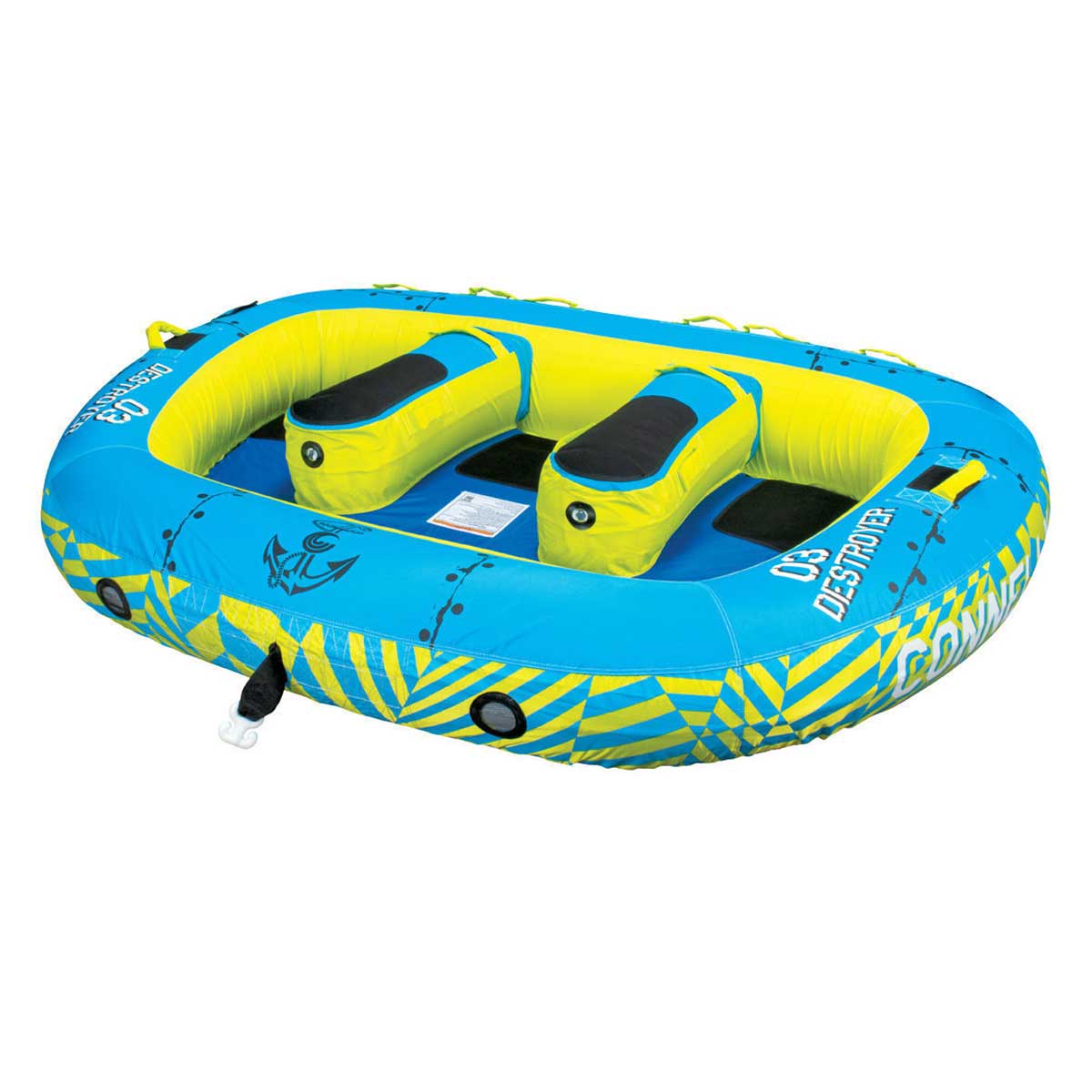 Connelly Destroyer 3 Towable Tube - 3 Person Inflatable Water Tube for Boating, Lakes & Rivers - High-Speed Towing, Durable Design for Summer Fun
