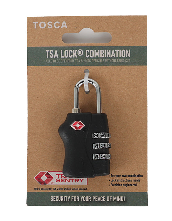 Tosca TCA005 TSA Approved Combination Lock - Secure Black Travel Luggage Lock for Suitcases, Backpacks & Bags - Ideal for Airports, Gyms & School Lockers
