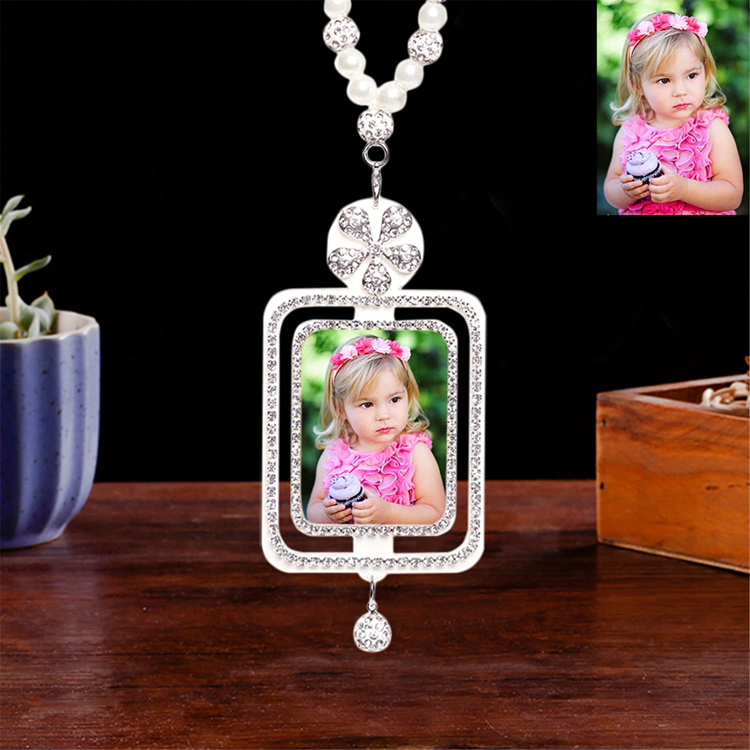 Custom Photo Acrylic Car Mirror Ornaments - 30x5.5cm Hanging Rearview Mirror Decorations for Cars | Perfect Gift for Christmas, Birthdays & Car Enthusiasts