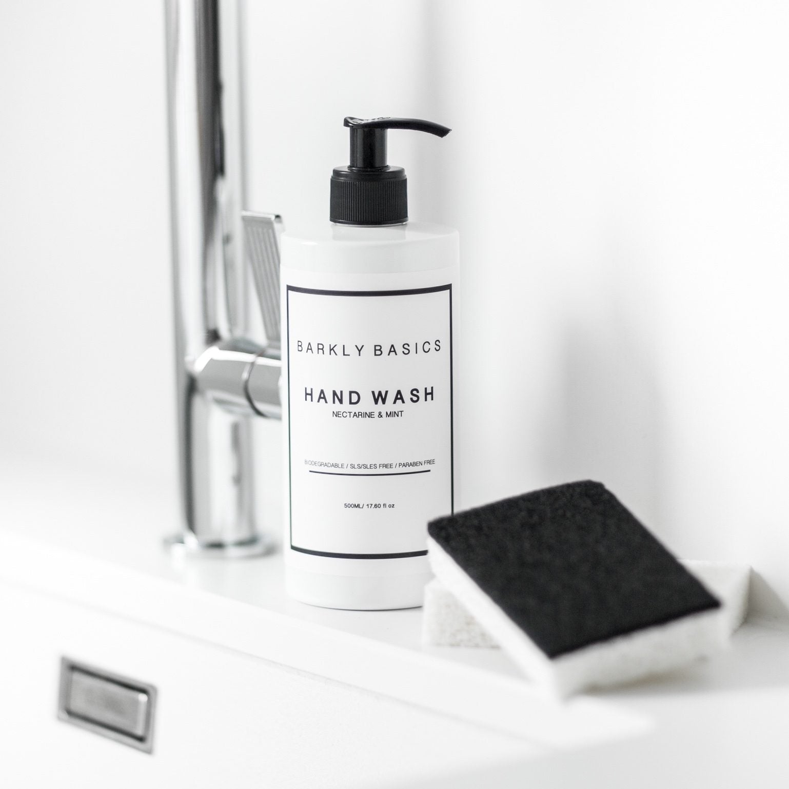 BARKLY BASICS Nectarine & Mint Hand Wash - 500ml | Natural & Moisturizing | Perfect for Kitchen, Bathroom & Office Use