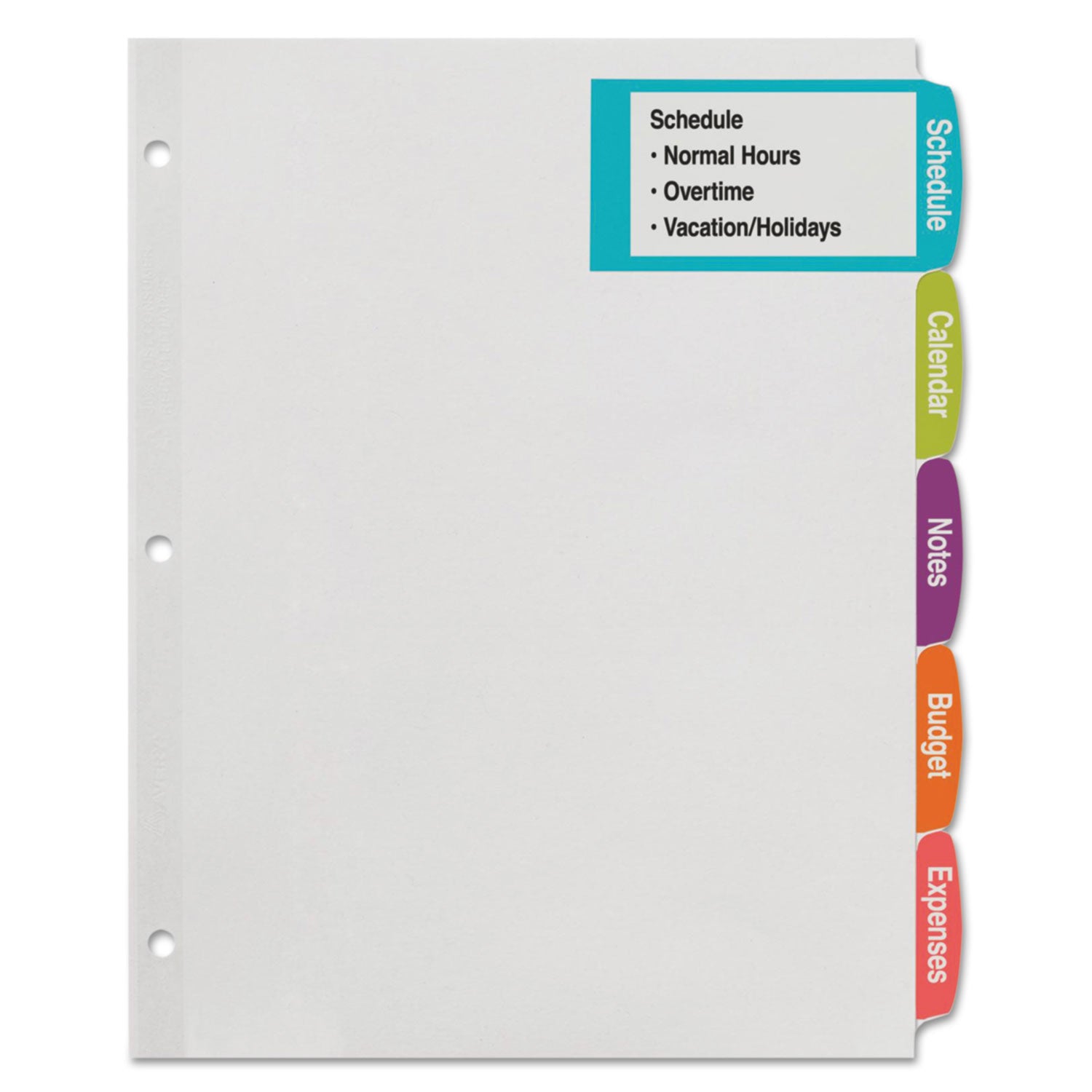 Avery® Big Tab Printable Large White Label Tab Dividers - 5 Tabs, 11 x 8.5 Inches, White, 20 Sets - Perfect for Office Organization, School Binders & Filing Systems
