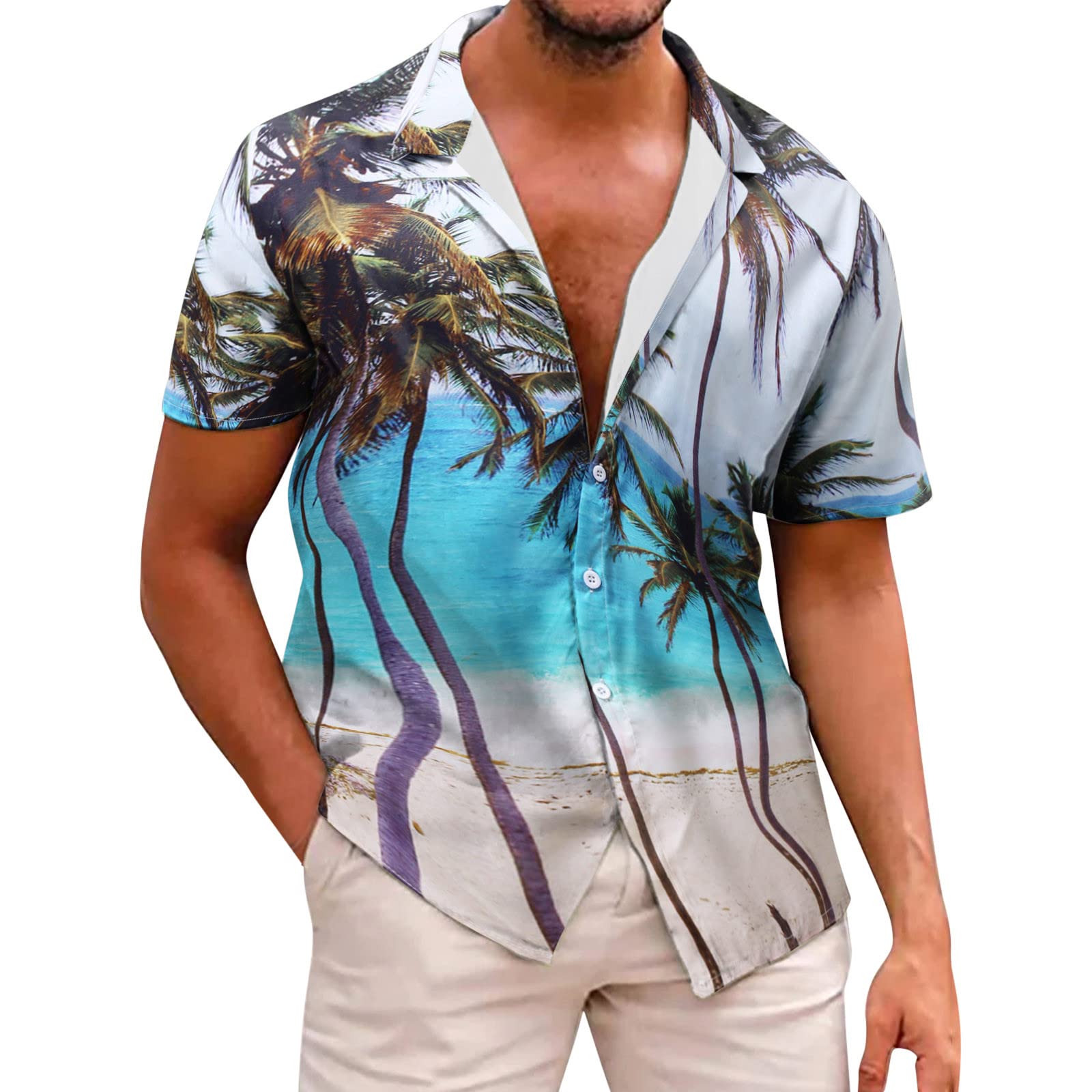 Men's Casual Slim Fit Short Sleeve Polo Shirts with Zipper - Light Blue Button-Down T-Shirts for Summer | Perfect for Office Wear, Outdoor Activities & Casual Outings