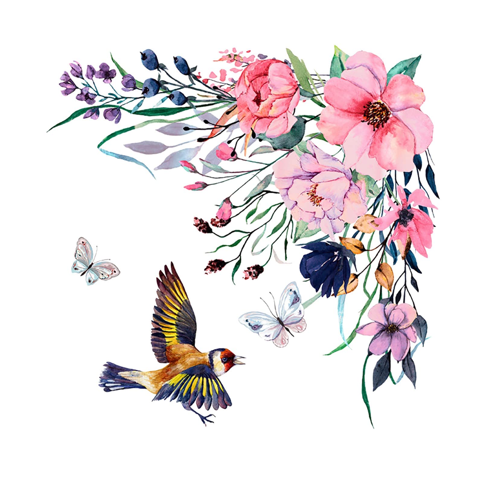 Black and Gold Floral Bird Bathroom Toilet Seat Cover - Removable Self-Adhesive Decal Sticker for Restroom & Bedroom Decor - Perfect for Home, Apartment, and Airbnb Styling