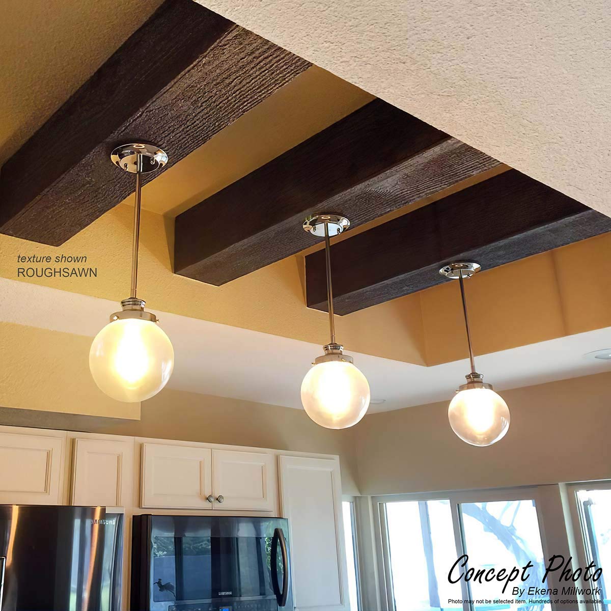 Ekena Millwork BMHH3C0080X060X096ZH 3-Sided U-Shaped Hand Hewn Endurathane Faux Wood Ceiling Beam - 8