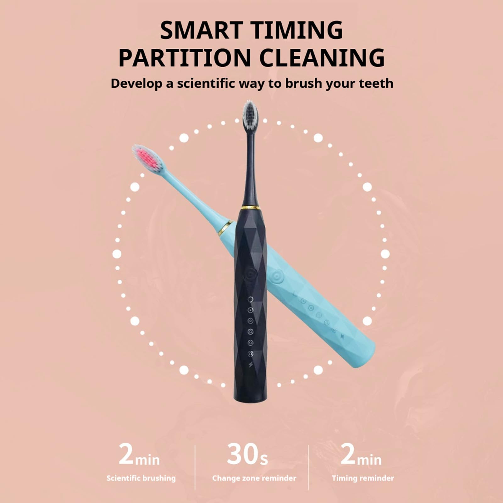 Rechargeable Electric Toothbrush for Adults & Kids - 6 Speed Modes with Soft Bristles, Smart Automatic Toothbrush with 5 Frequency Settings (Black) - Perfect for Family Oral Care & Travel Use