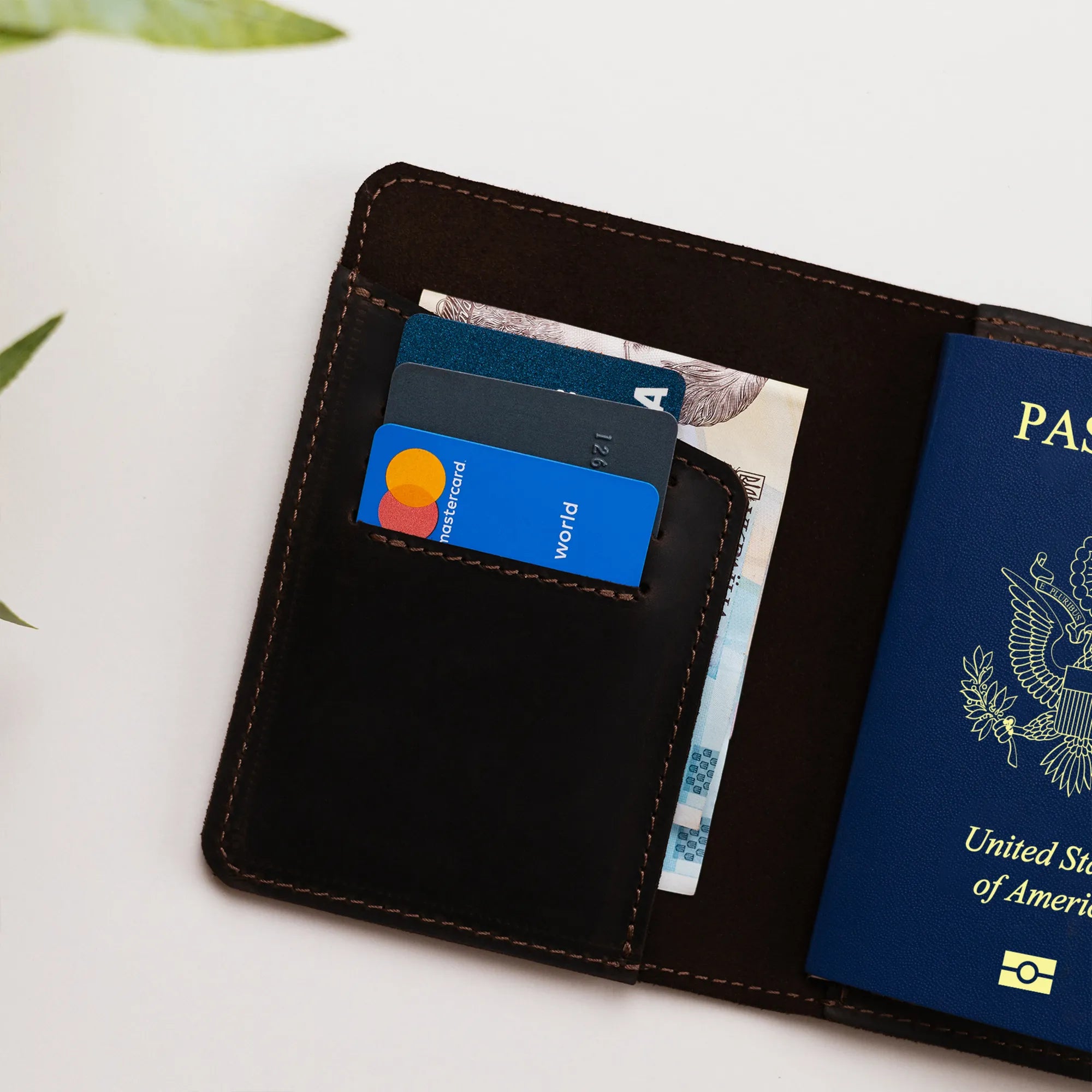 Genuine Leather Passport Holder Wallet - RFID Blocking Travel Organizer for Men & Women - Perfect for Airports, Business Trips, and International Travel