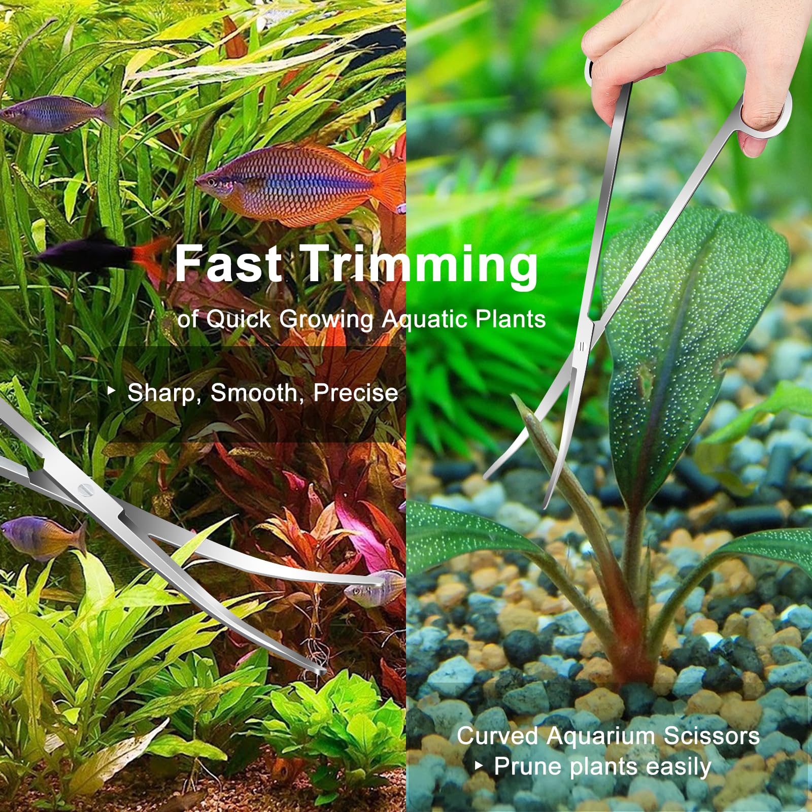 4Pcs Aquascaping Tools Kit - Long Tweezers, Scissors & Algae Scraper for Aquarium Plants & Fish Tank Maintenance