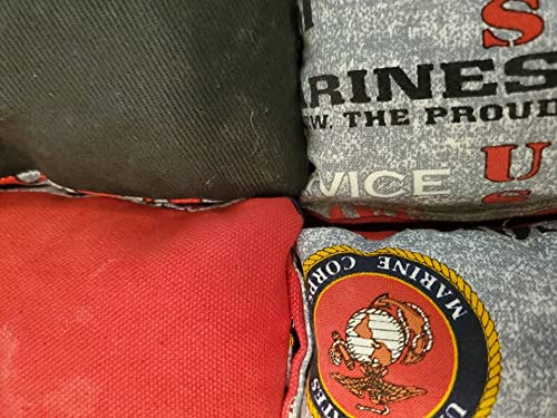 USMC Cornhole Bags Set of 8 - Official United States Marine Corps Game Bags for Outdoor Tailgating, Backyard Parties & Military-Themed Events