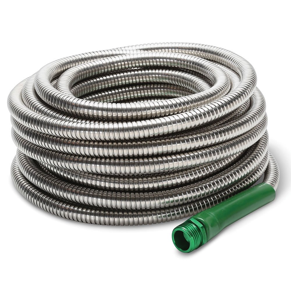 100 FT Heavy Duty Metal Garden Hose - Durable, Flexible & Kink-Free Water Hose for Lawn, Yard, Garden Watering & Outdoor Cleaning