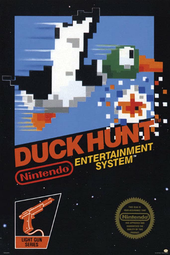 Duck Hunt Nintendo NES Light Gun Shooter Game - Vintage 16x12 Inch Poster Print for Wall Decor & Gaming Room Display - Perfect for Retro Gaming Enthusiasts & 80s Nostalgia Collectors
