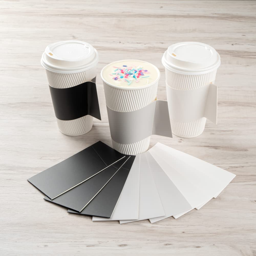Restpresso 1000 Disposable Hot Coffee Cup Sleeves with Handle - Fits 12oz, 16oz & 20oz Cups | Gray Paper Coffee Jackets for Takeout, Cafes & Office Break Rooms (Cups Sold Separately)