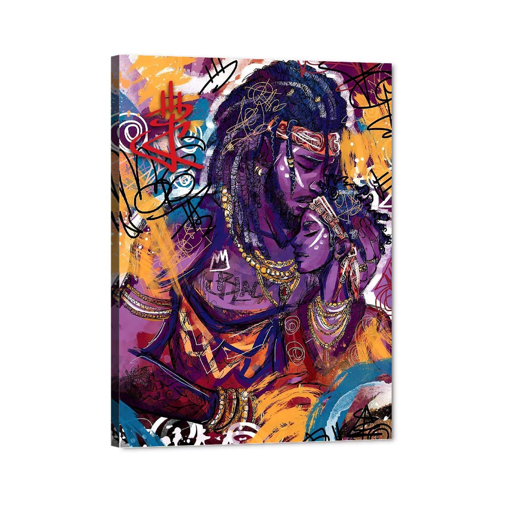 TIMUBA Black Art Paintings for Wall - African American King & Queen Canvas Wall Decor - Modern Printed Picture for Bedroom & Bathroom - 28x40 Inches - Perfect for Home, Office & Gifts