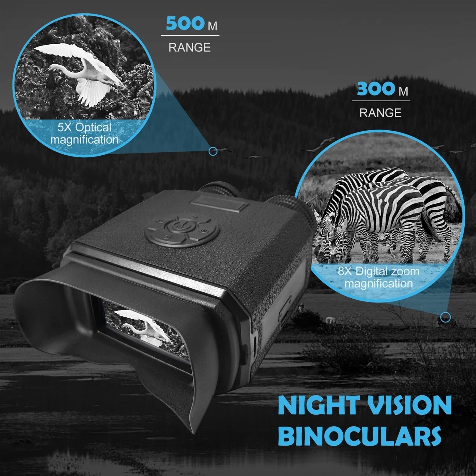 HD Digital Night Vision Binoculars with High Magnification - Infrared Night Vision Device for Outdoor Photography, Hunting & Wildlife Observation - Perfect for Camping, Security Surveillance & Nighttime Adventures