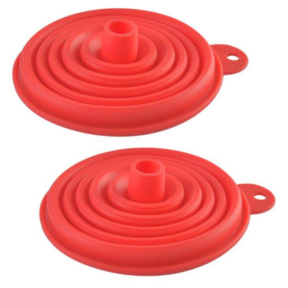 2-Pack Collapsible Silicone Funnel Set - Foldable Kitchen Funnel for Oil, Water & Liquids - Heat Resistant & Space Saving - Perfect for Cooking, Baking, Canning & DIY Projects