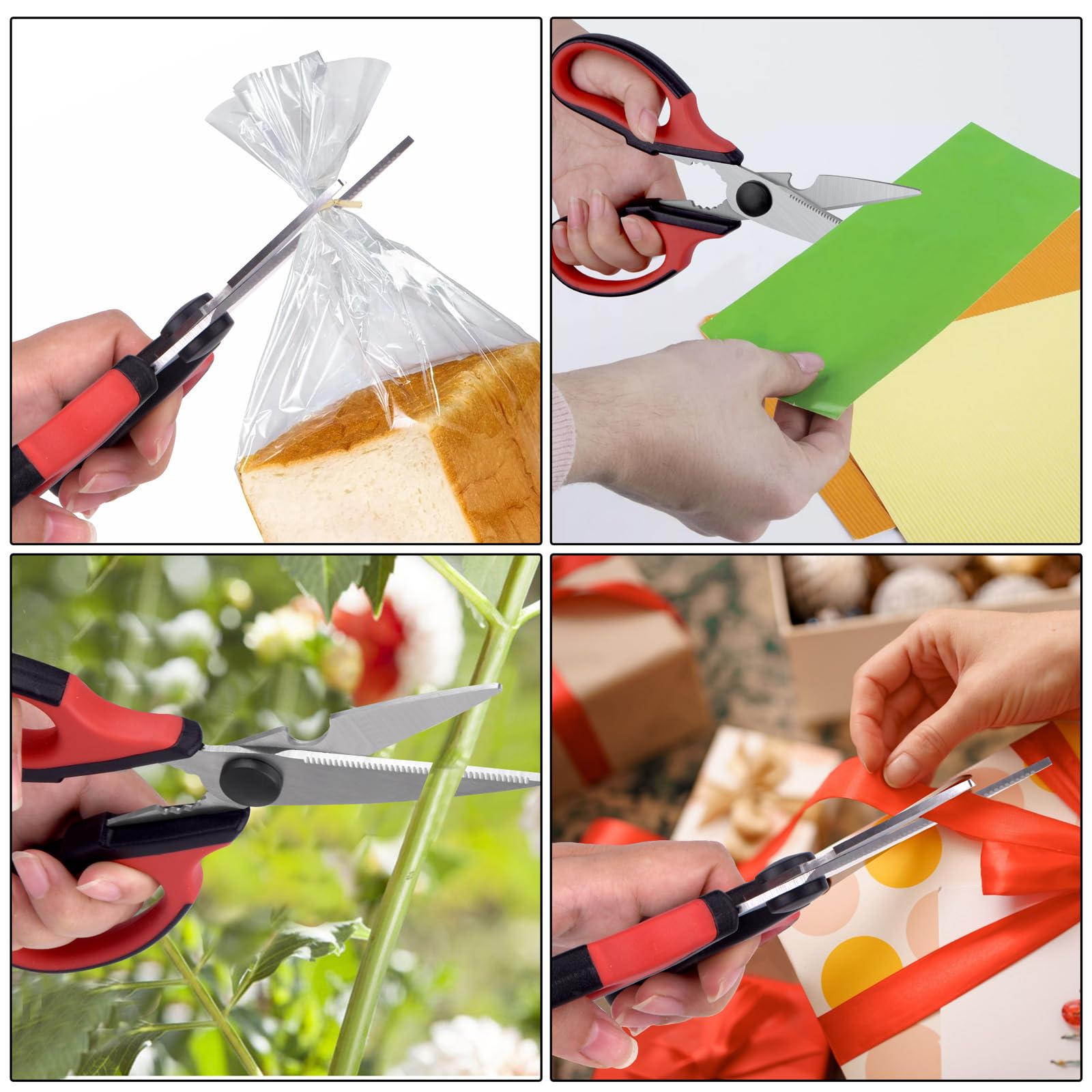 Bailaipor Left-Handed Kitchen Scissors - Heavy Duty All-Purpose Kitchen Shears for Left-Handed Users | Perfect for Cutting Herbs, Meat, Poultry, and Packaging | Ergonomic Design for Comfortable Food Prep & Cooking