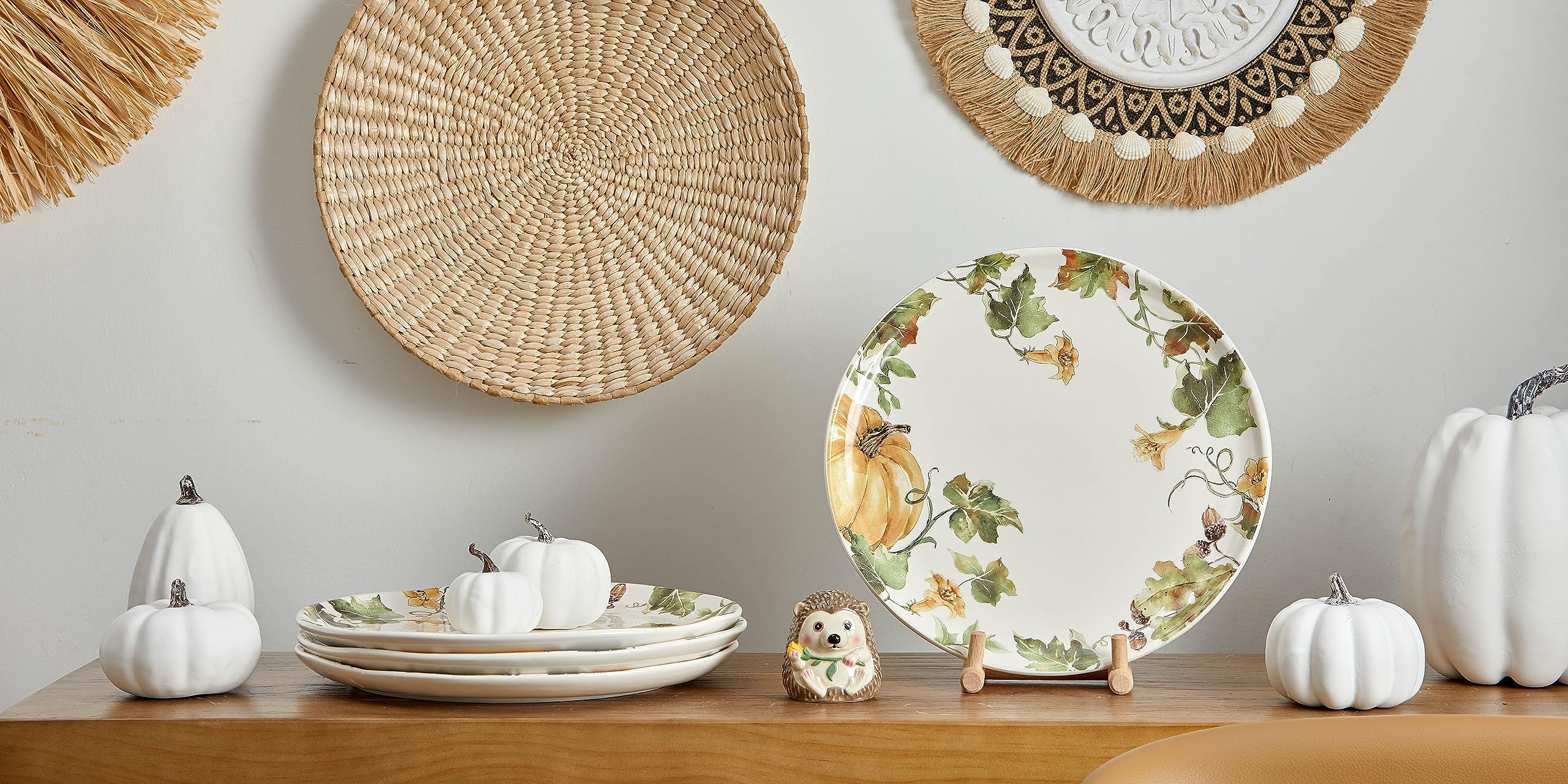 Bico Woodland Critters 11 Inch Dinner Plates Set of 4 - Microwave & Dishwasher Safe Pasta, Salad & Main Course Dishes - Perfect for Family Dinners, Parties & Everyday Use
