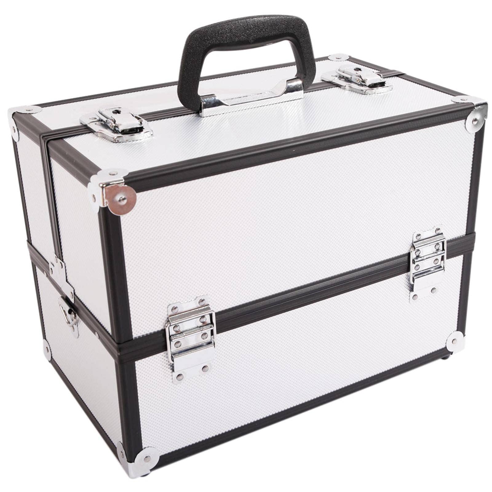 Professional NC Aluminum Alloy Makeup Train Case - Jewelry Organizer Box with Mirror, Silver | Perfect for Travel, Salon & Home Storage