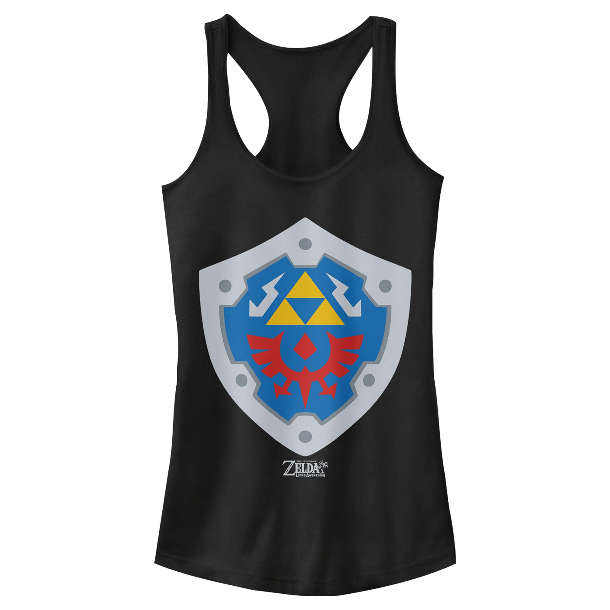 Junior's Nintendo Legend of Zelda Link's Awakening Hylian Shield Racerback Tank Top - Breathable Cotton Video Game Cosplay Shirt for Girls - Perfect for Gaming Conventions, Cosplay Events & Everyday Wear