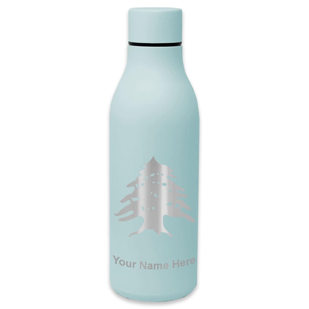 LaserGram Double Wall Stainless Steel Water Bottle - Lebanon Flag Design with Free Personalized Engraving | Insulated Travel Mug for Hiking, Gym & Office Use