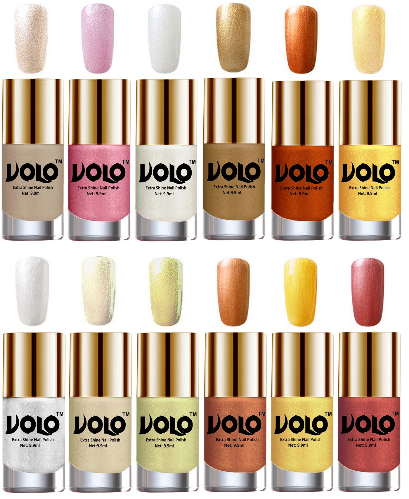 VOLO Luxury Super Shine Nail Polish Set - 12 Vibrant Colors for Women, Long Lasting & High Gloss Finish | Perfect for Manicure, Pedicure, Nail Art & Gift Giving