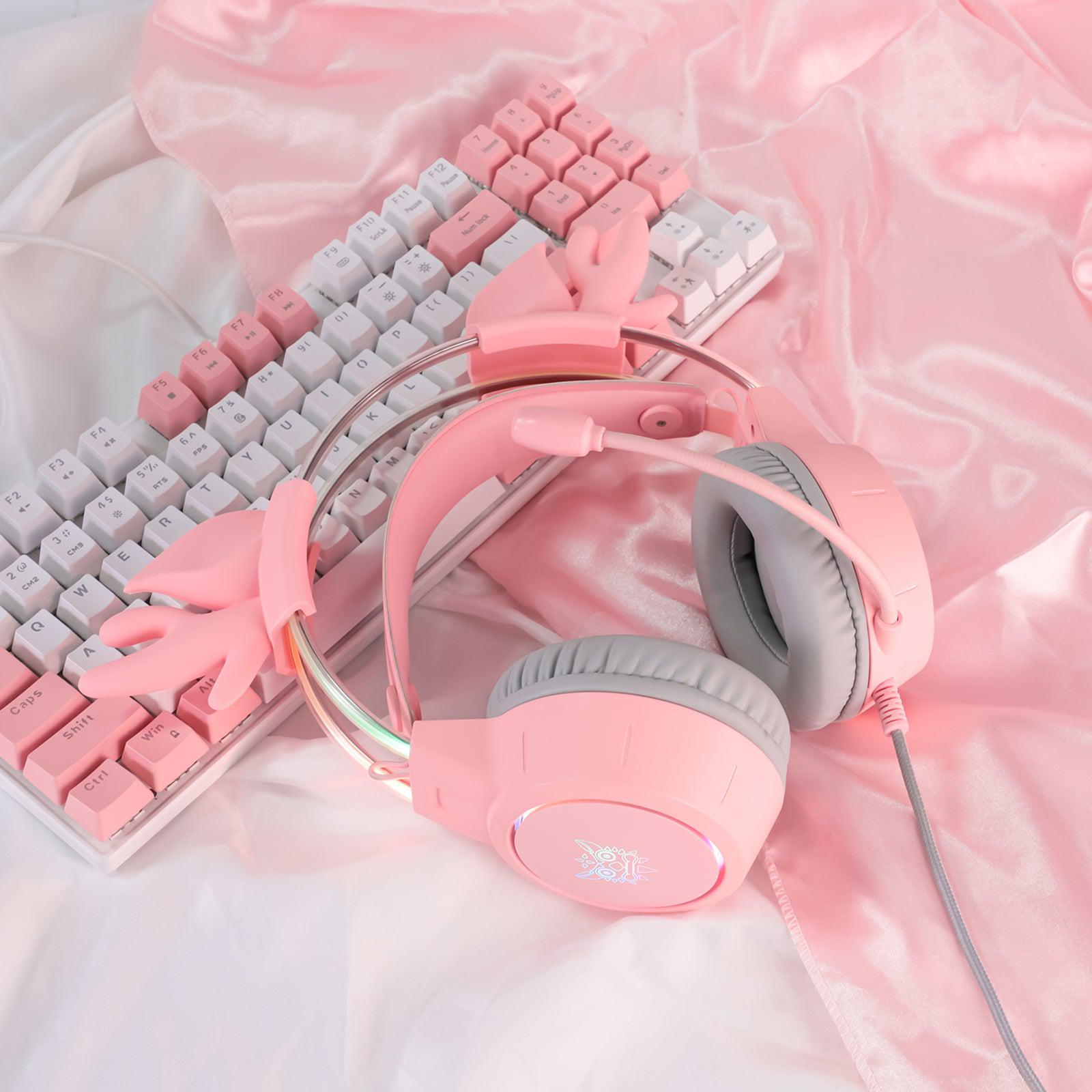 ONIKUMA X15 PRO Wireless Gaming Headset with Deer Ears - Noise Cancelling Mic, RGB Lights for PC, PS4, PS5, Xbox - Perfect for Gaming, Streaming & Cosplay