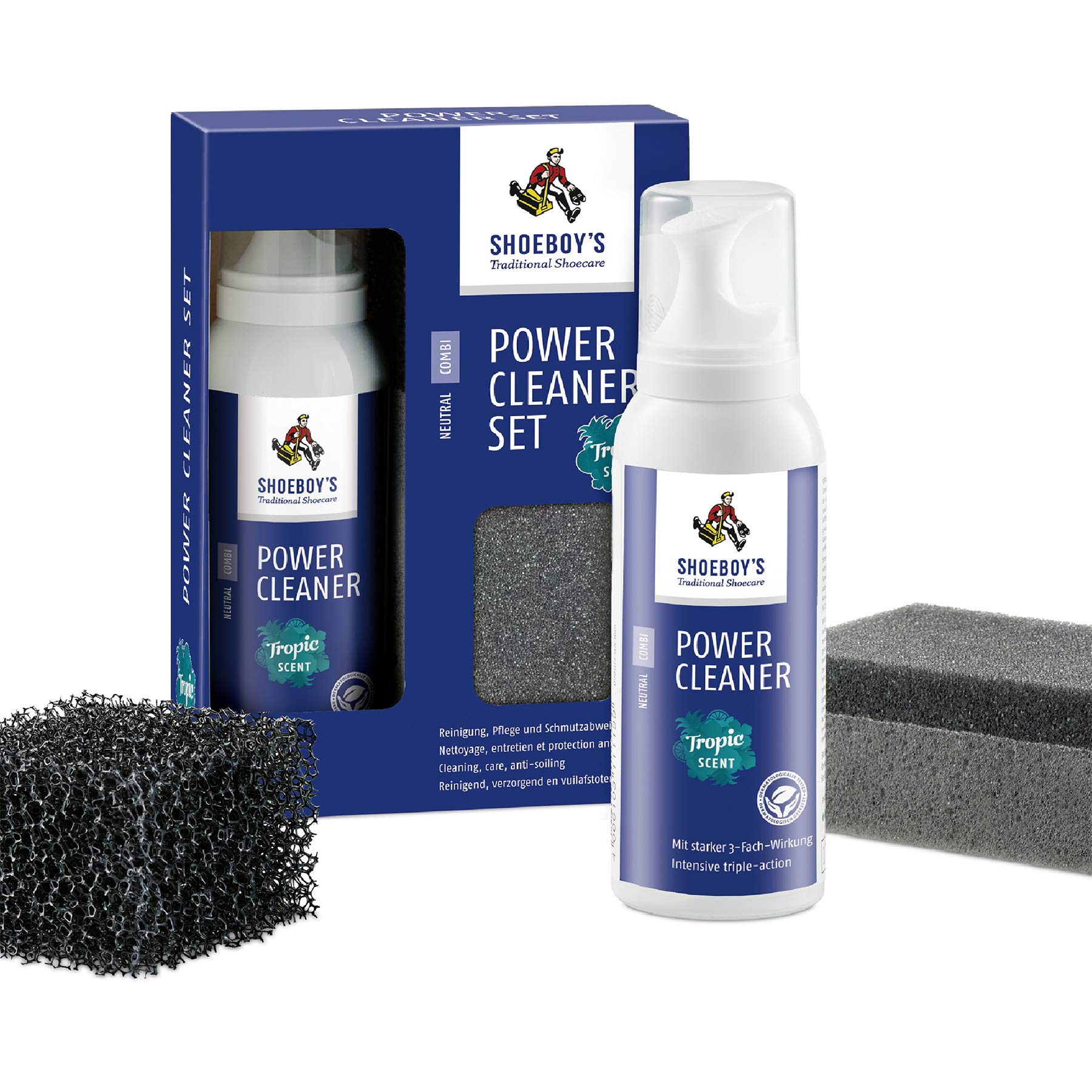 Shoeboy's Power Cleaner Set - Foam Cleaner, Duo Foam Sponge & Mesh Sponge for Sneakers & Shoes | Deep Cleaning & Stain Removal for Sports, Casual & Work Shoes