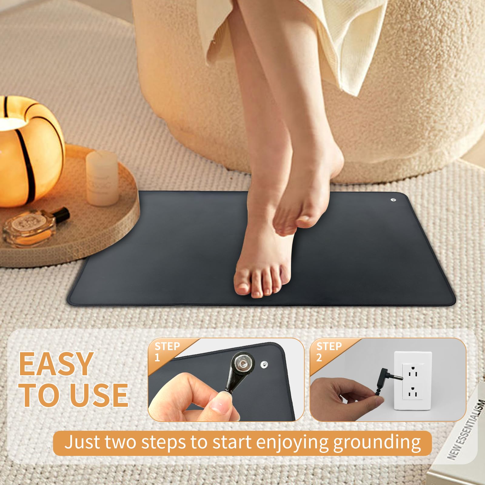 Grounding Mat 23.6x13 Inch with 15ft Cord for Computer, Sleep & Pets