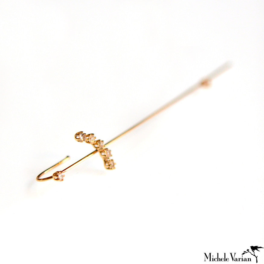 Elegant Diamond Magic Wand & Gold Needle Earrings for Women - Perfect for Parties, Weddings & Special Occasions