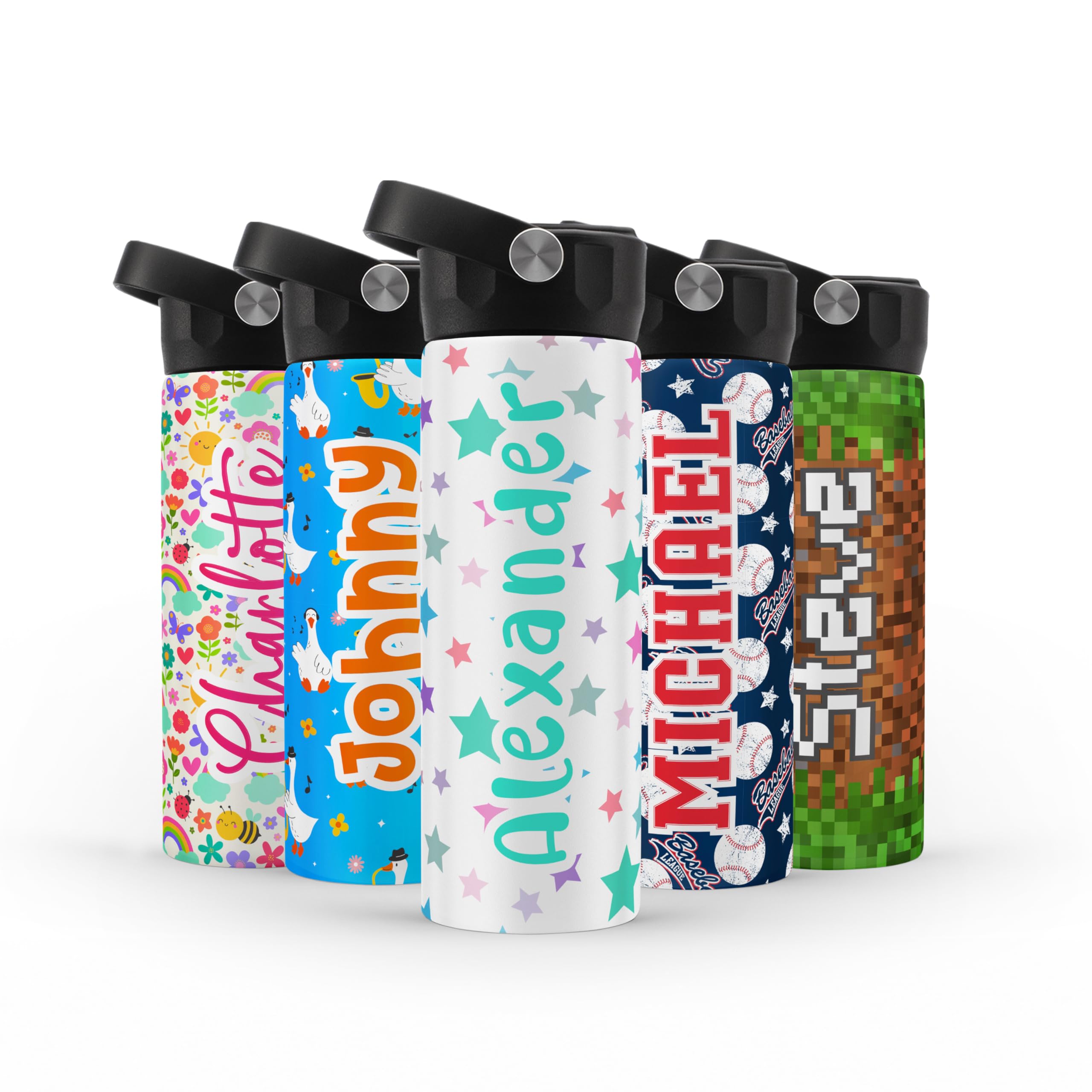 Personalized Insulated Kids Water Bottle with Straw Lid & Handle - Leakproof Stainless Steel Water Bottle for School, Sports, Outdoor Activities | Back to School Essentials for Boys & Girls