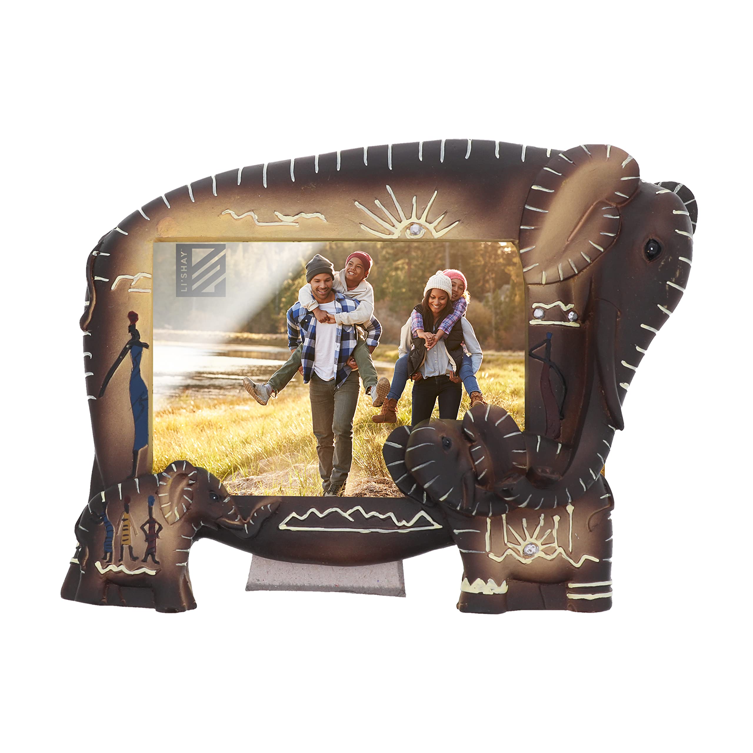 Handcrafted Tribal Elephant 3x5 Photo Frame - Unique Wooden Wall Decor for Home, Office & Gifts | Perfect for Displaying Family Photos, Travel Memories & Artwork