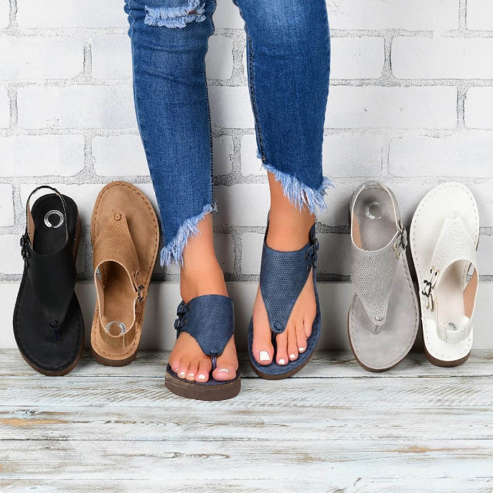 Women's Summer Wedge Sandals - Open Toe Platform Flip Flops with Herringbone Design | Casual Beach Shoes for Walking, Vacation & Outdoor Activities