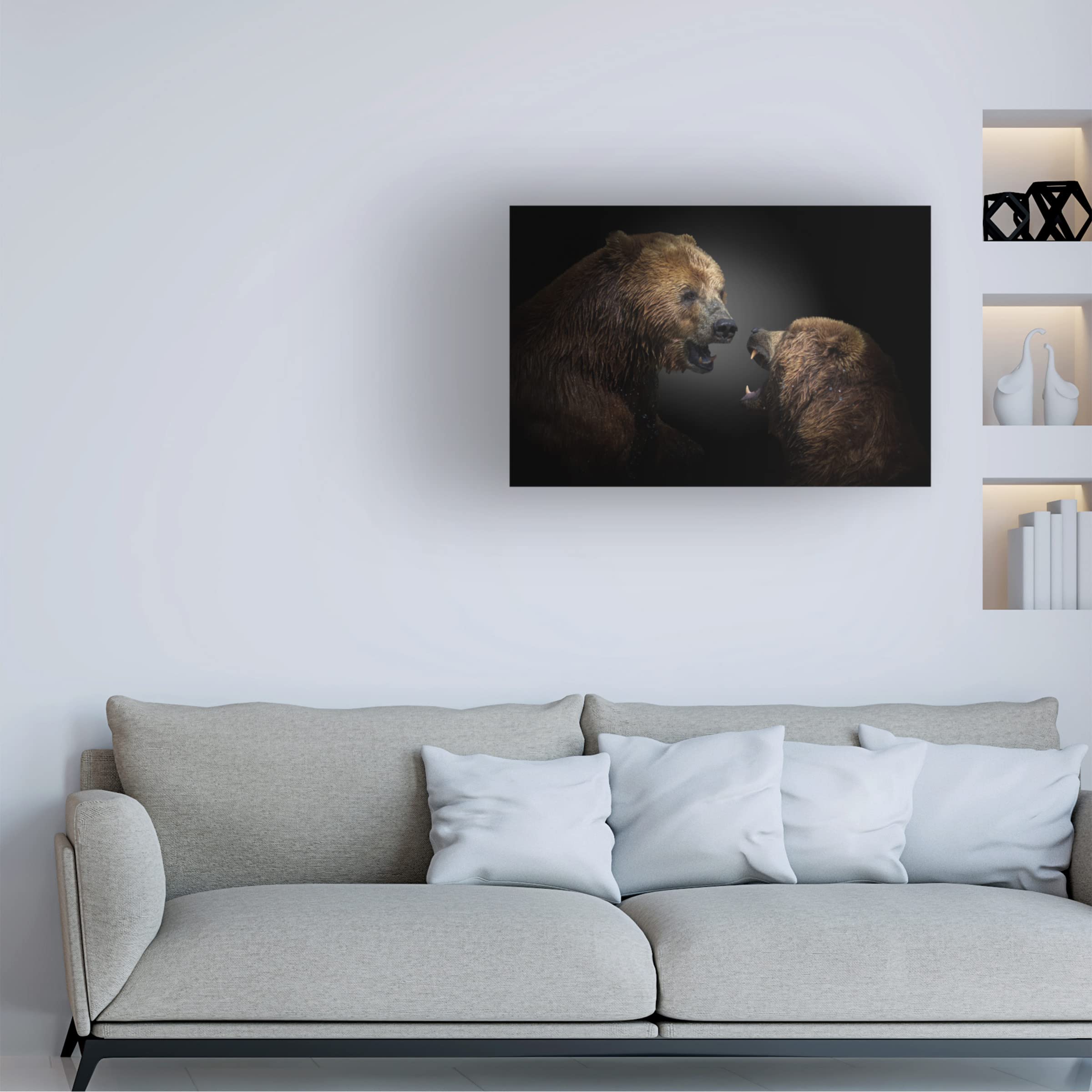 Trademark Fine Art 'Fight' Canvas Wall Art Print by Jorg Vollrath - Modern Abstract Painting for Living Room, Office & Home Decor