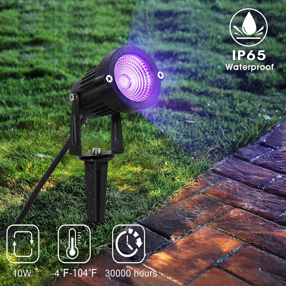 **Waterproof UV LED Blacklight Landscape Lights for Halloween - Outdoor Plug-in Black Light Spotlight with Spike Stand for Pathway, Garden, Yard, Lawn - Perfect for Halloween Decorations & Party Lighting**