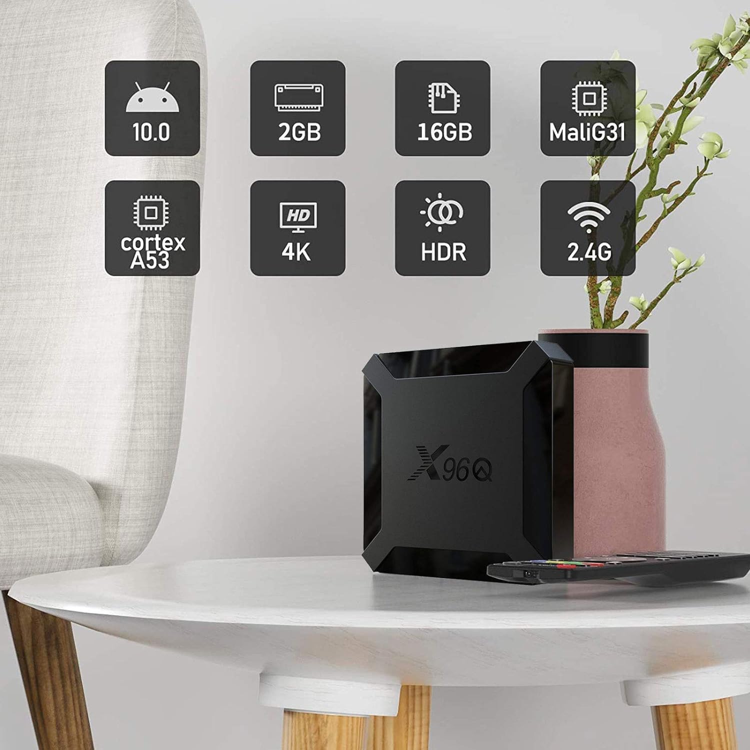 X96Q 2GB/16GB Android TV Box - Allwinner H313 Quad Core 4K Media Player with Android 10 | Mini Streaming Device for Netflix, YouTube & Gaming | Perfect for Home Entertainment & Smart TV Setup