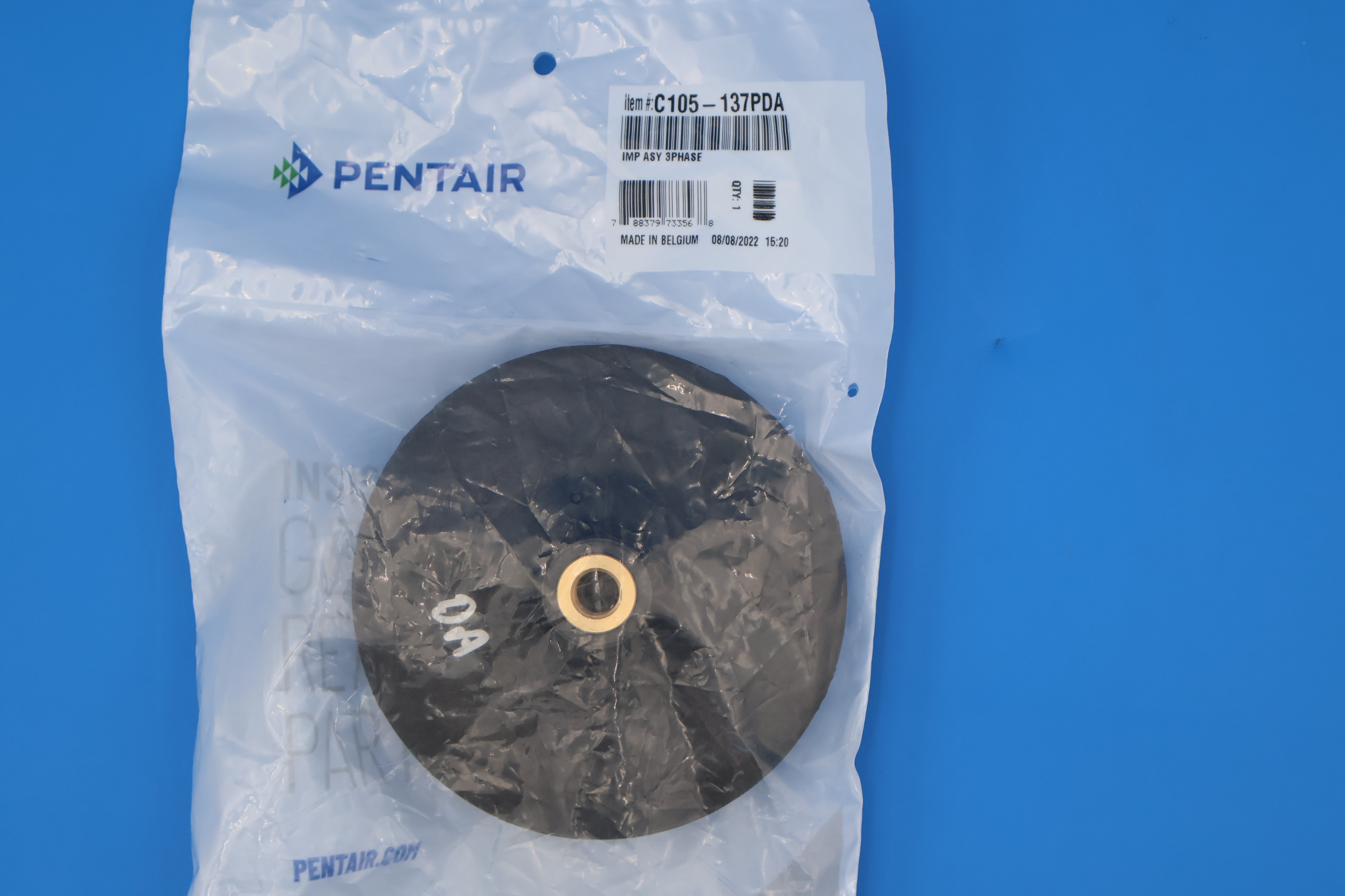 Pentair Max-E Dura-Glas Impeller Assembly 2HP C105 137PDA Replacement Part - Compatible with Pool Pumps, Swimming Pool Filter Systems & Water Circulation Pumps