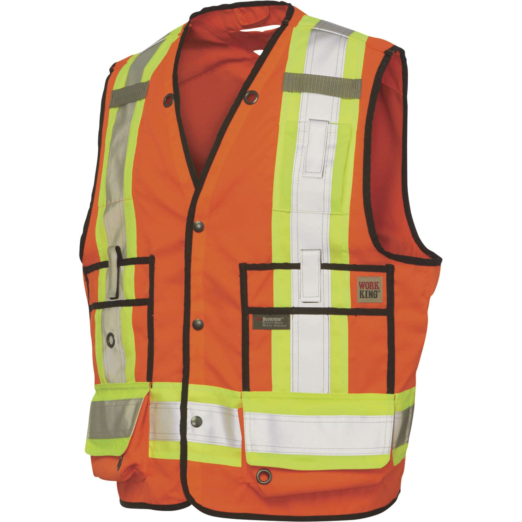 Work King Men's High Visibility Surveyor Safety Vest - Reflective Construction Vest for Road Work, Surveying & Outdoor Jobs