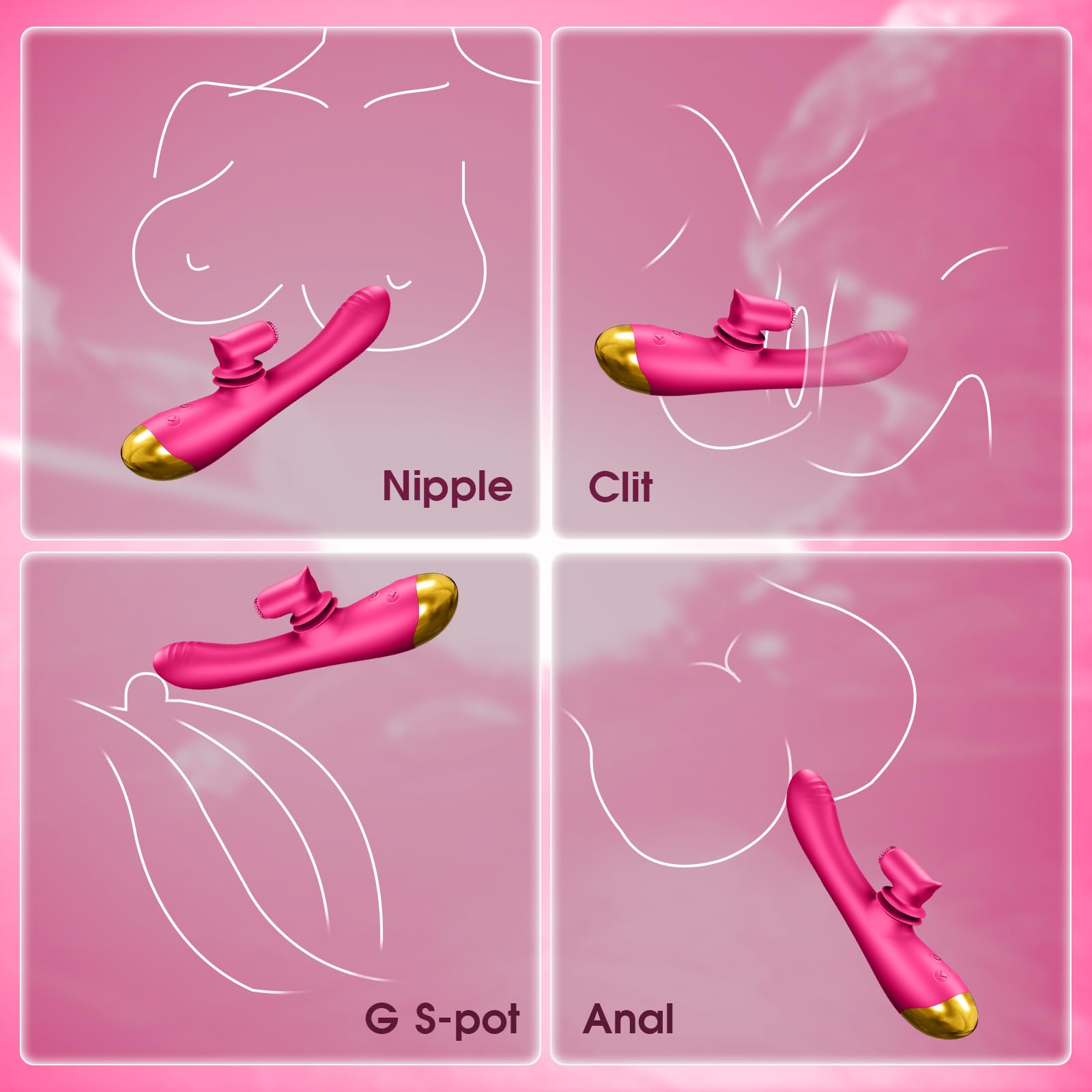 Premium Silicone Dildo Vibrator for Women - 8 Vibration & 3 Thrusting Modes, Ergonomic Clit & Nipple Stimulator | Waterproof Adult Toy for Couples Play, Solo Pleasure & Sensual Massage