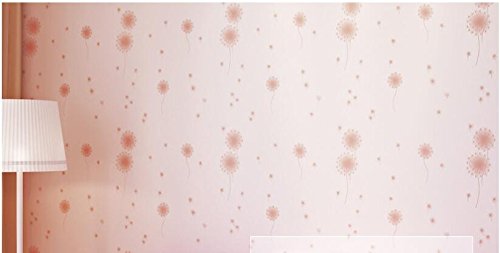 Korean Dandelion 3D Non-Woven Wallpaper - Pink Floral Design for Bedroom & Living Room Decor | Peel & Stick Easy Installation | Perfect for Home Renovation and Interior Design Projects