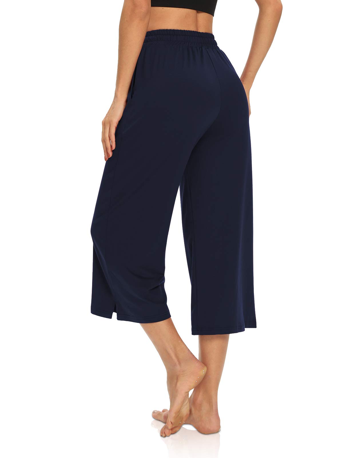 DIBAOLONG Women's Capri Pants - Loose Yoga Pants with Wide Leg & Drawstring Waist | Comfortable Lounge Pajama Sweatpants with Pockets | Perfect for Yoga, Home Wear & Casual Outfits