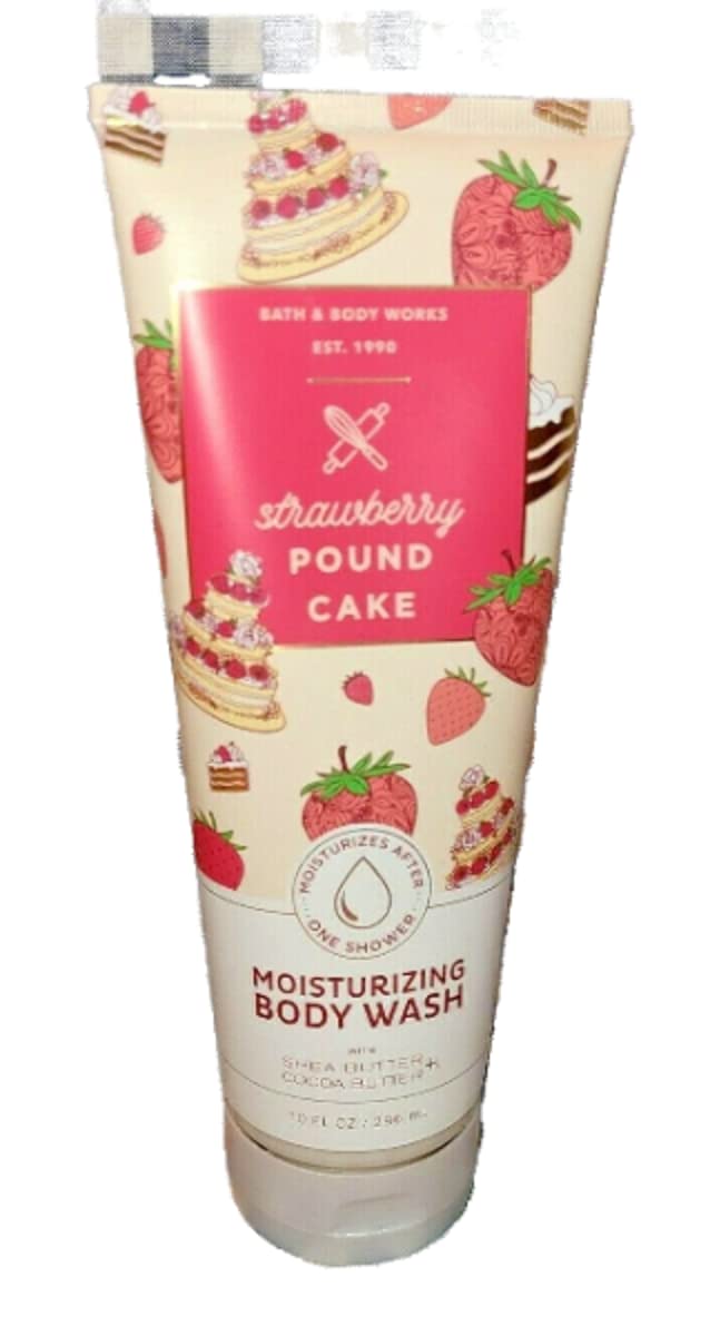 Bath & Body Works Shea & Cocoa Butter Moisturizing Body Wash - Strawberry Pound Cake Scent - 10 oz | Hydrating Shower Gel for Dry Skin | Perfect for Daily Use & Gift Giving