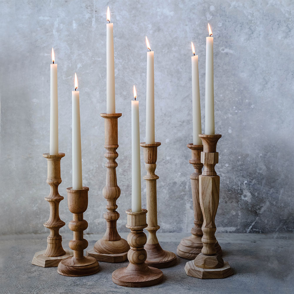 Aglow Wooden Candlesticks - Handcrafted Natural Wood Candle Holders for Wedding, Home Decor & Romantic Dinner Ambiance