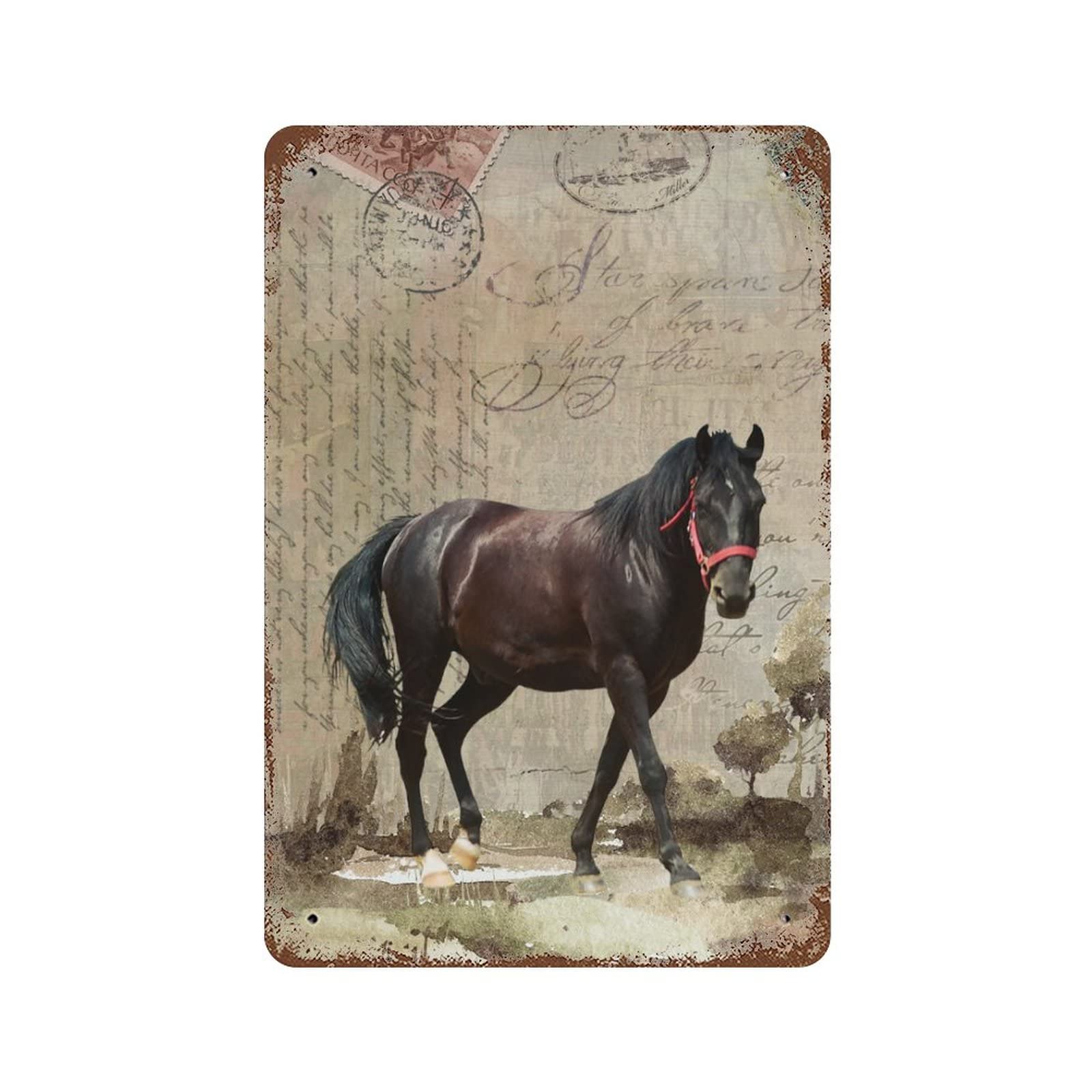 Vintage Running Horse Metal Wall Sign - 8x12 Inch Retro Rustic Decor for Home, Office, Patio & Man Cave - Perfect for Coffee Shops, Bars & Western Themed Spaces