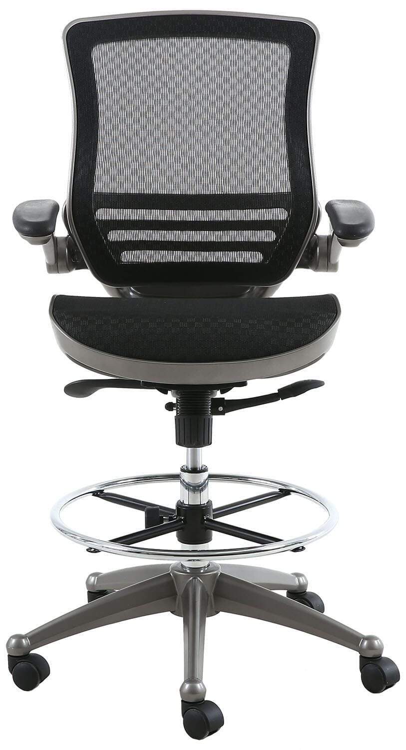 Harwick Evolve All Mesh Heavy Duty Drafting Chair - Ergonomic Adjustable Office Chair with Gunmetal Finish [2250D BK] for Architects, Designers & Home Office Workspaces