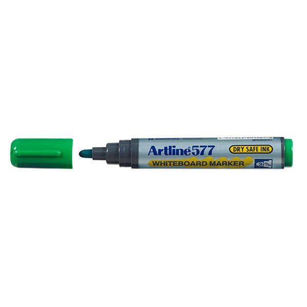 Artline 577 Whiteboard Marker - 3mm Bullet Tip, Green Ink, Pack of 12 - Perfect for Office, Classroom & Home Whiteboard Presentations